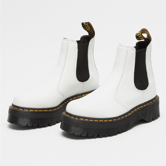 Dr. Martens Shoes - DR. MARTENS 2976 Quad Platform Womens White Chelsea Boots size 39